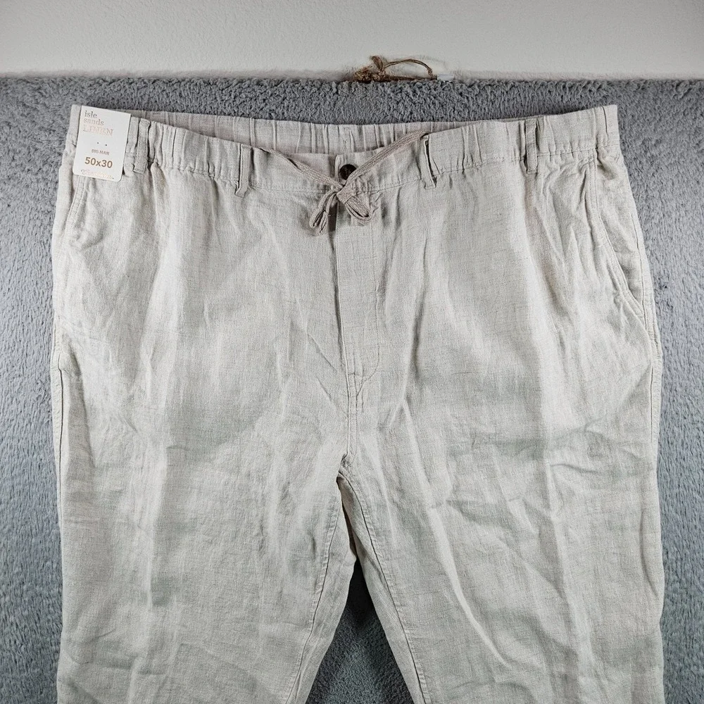 $89 NEW Caribbean Roundtree Linen Pants Men 50 x 30 Coastal‎ Comfort Beige
